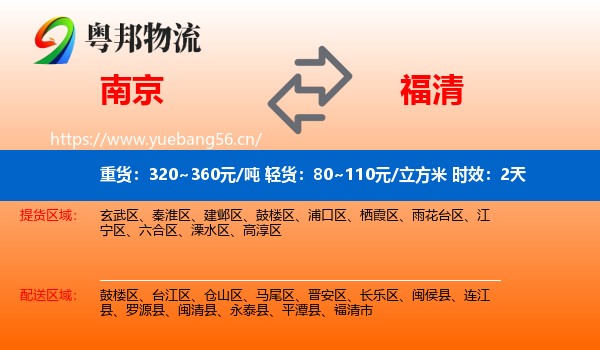 南京到福清市物流专线名片