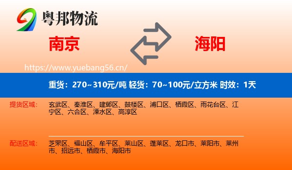 南京到海阳市物流专线名片