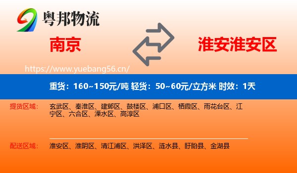 南京到淮安区物流专线名片