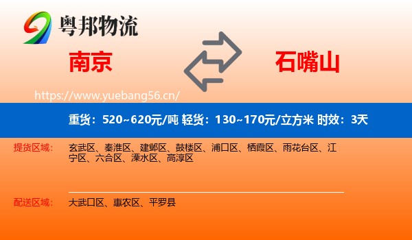 南京到石嘴山物流专线名片