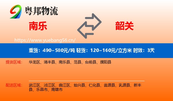 南乐到韶关物流专线名片