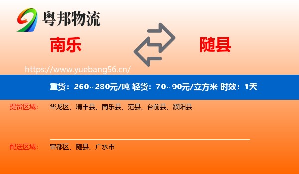 南乐到随县物流专线名片
