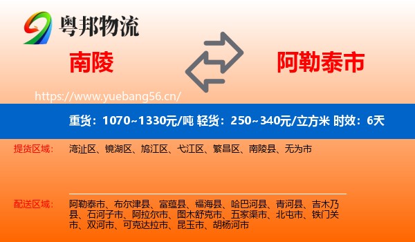 南陵到阿勒泰市物流 南陵到阿勒泰市物流专线名片