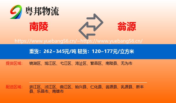 南陵到翁源县物流