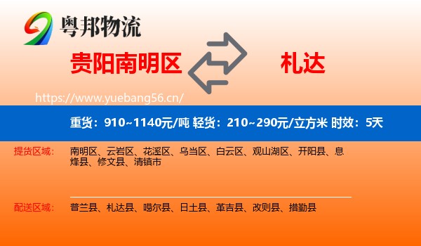 贵阳南明区到札达县物流专线名片