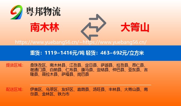 南木林到大箐山县物流
