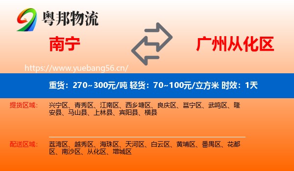 南宁到从化区物流专线名片