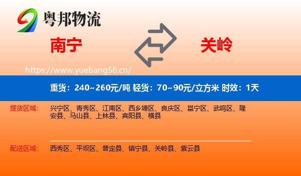 南宁到关岭县物流专线名片
