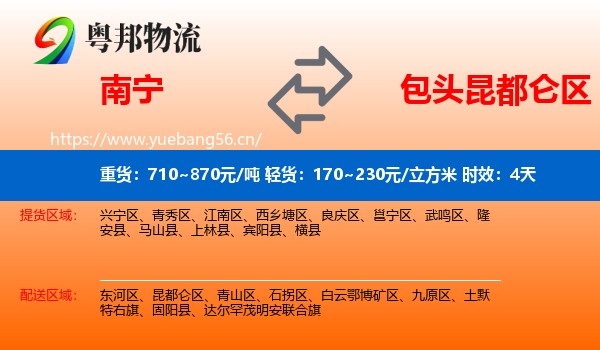 南宁到昆都仑区物流专线名片