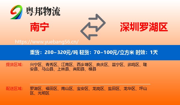 南宁到罗湖区物流专线名片