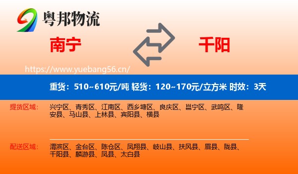 南宁到千阳县物流专线名片