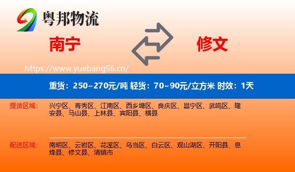 南宁到修文县物流专线名片