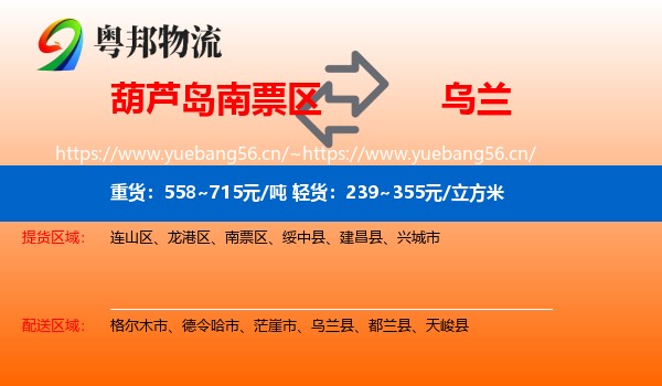 葫芦岛南票区到乌兰县物流