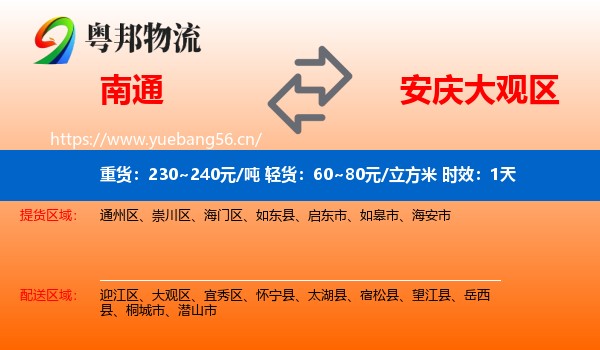 南通到大观区物流专线名片