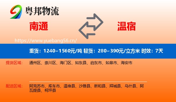 南通到温宿县物流 南通到温宿县物流专线名片