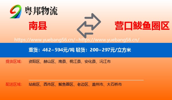 南县到鲅鱼圈区物流