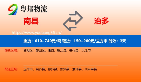 南县到治多县物流专线名片
