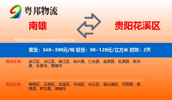 南雄到花溪区物流专线名片