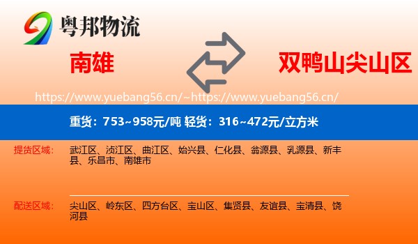 南雄市到尖山区物流专线
