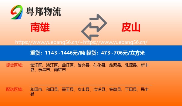 南雄到皮山县物流