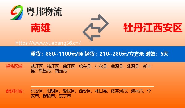 南雄到西安区物流专线名片