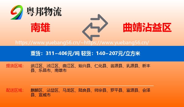 南雄到沾益区物流