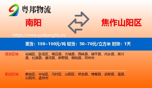 南阳到山阳区物流 南阳到山阳区物流专线名片