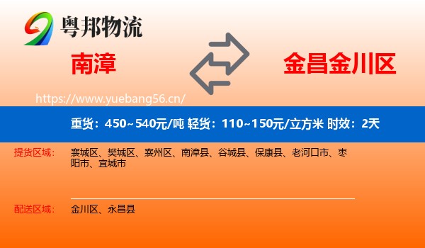 南漳到金川区物流专线名片