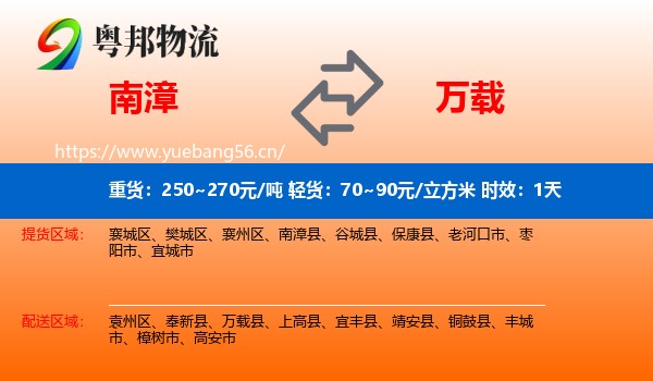 南漳到万载县物流专线名片