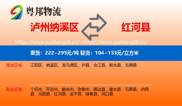 泸州纳溪区到红河县物流
