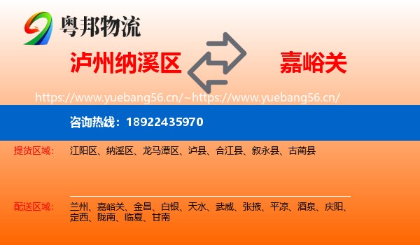 泸州纳溪区到嘉峪关物流