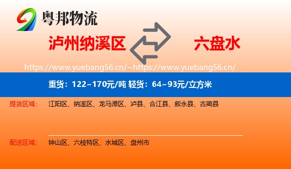 泸州纳溪区到六盘水物流