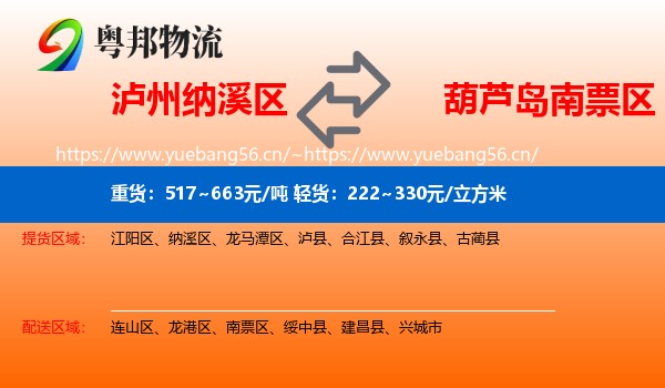 泸州纳溪区到南票区物流