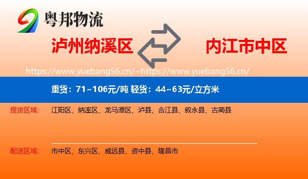 泸州纳溪区到市中区物流