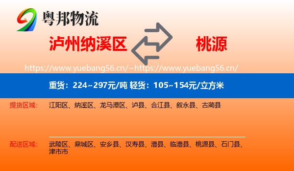 泸州纳溪区到桃源县物流