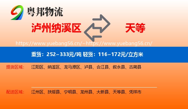 泸州纳溪区到天等县物流
