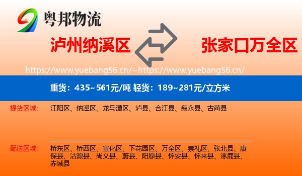 泸州纳溪区到万全区物流