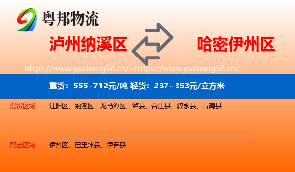 泸州纳溪区到伊州区物流