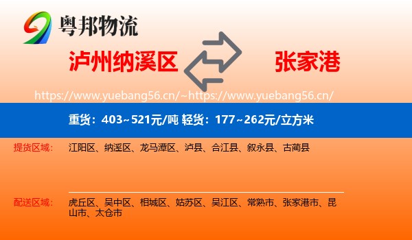 泸州纳溪区到张家港市物流