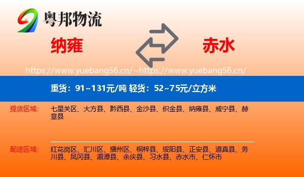 纳雍到赤水市物流