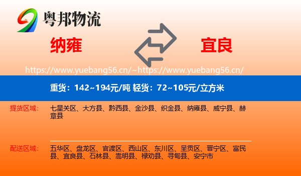 纳雍到宜良县物流