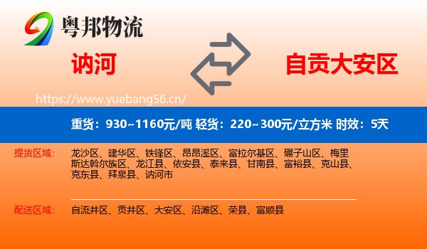 讷河到大安区物流专线名片