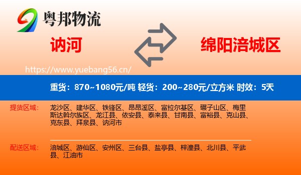 讷河到涪城区物流专线名片