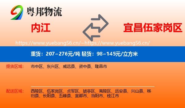 内江到伍家岗区物流