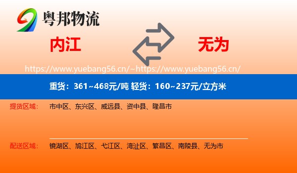 内江到无为市物流