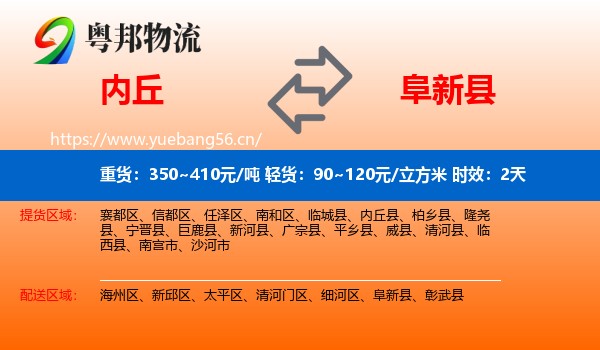 内丘到阜新县物流专线名片