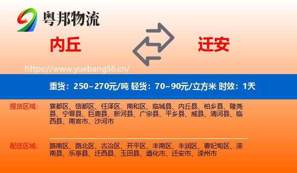 内丘到迁安市物流专线名片