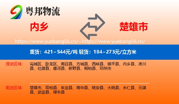 内乡到楚雄市物流