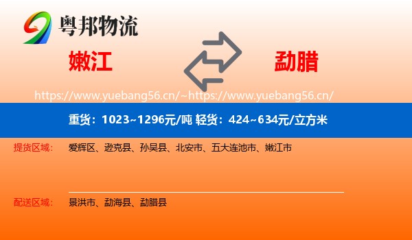 嫩江到勐腊县物流