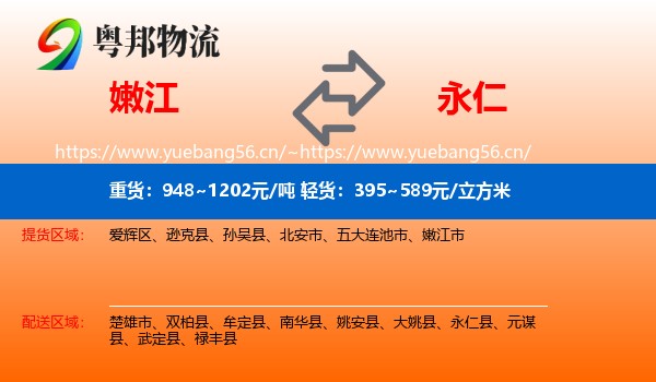 嫩江到永仁县物流